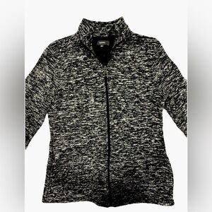 Serra Women's Flecked Full Zip Fleece Jacket Black Gray White Size M